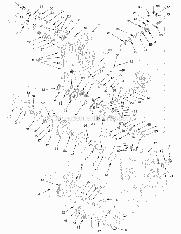 Transmission Drive Diagram and Parts List for 5264DE 54AE546-710, 54BE546-710 Cub Cadet Lawn Tractor